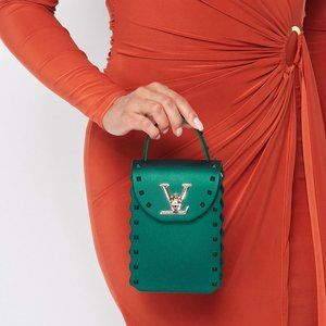 Studded Lock Jelly Phone Bag in Hunter Green